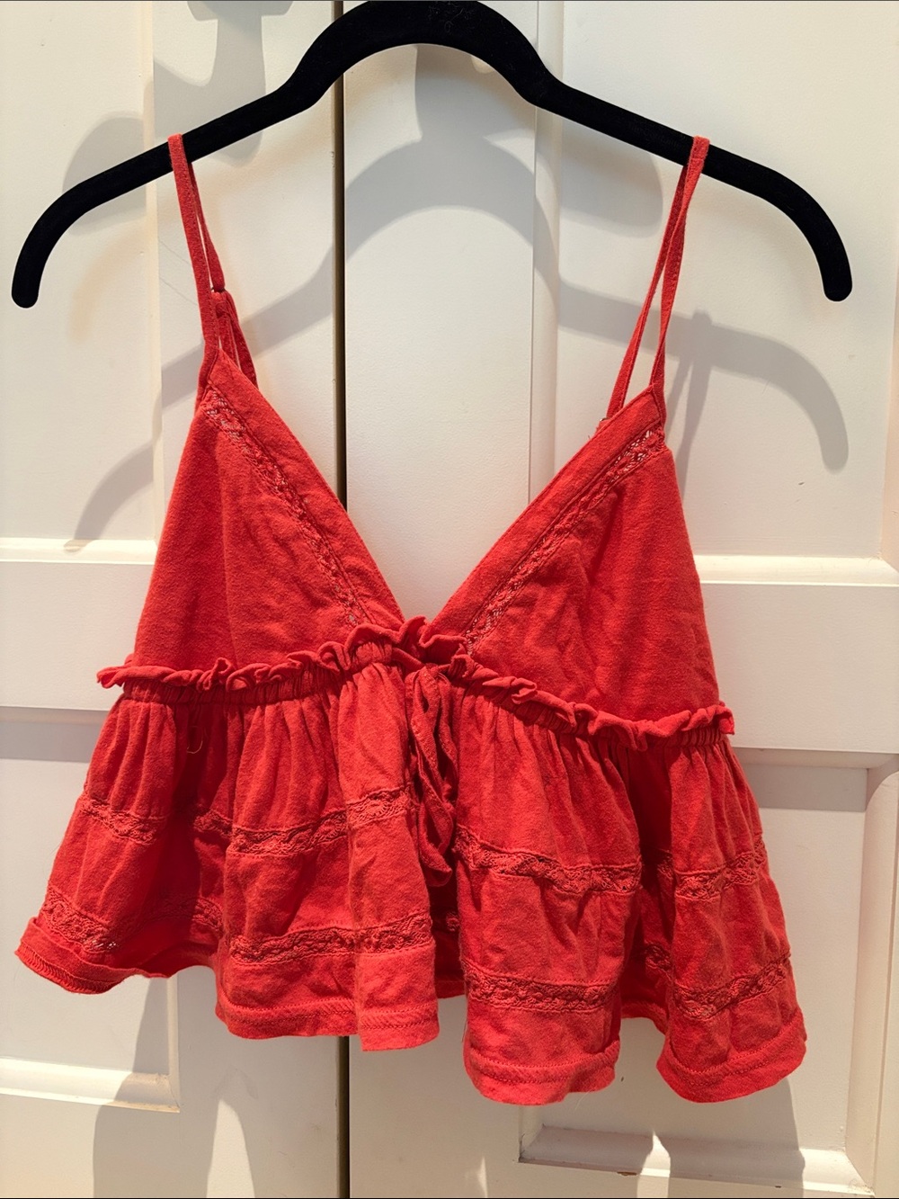 Urban Outfitters Red Tiered Ruffle Cami Top